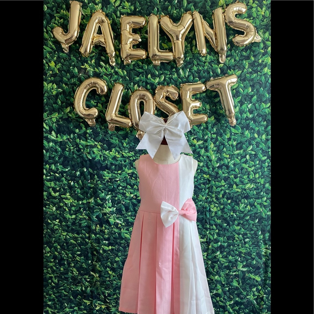Pink and white pleated dress